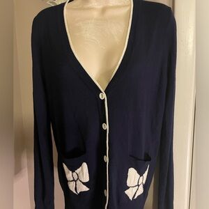 Cute Navy Blue Bow Sweater Size Small‎